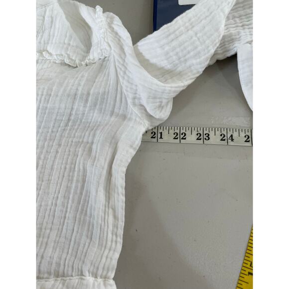 Xirena White Gauze Fit & Flare Minimalist Peasant Dress Size Small 100% Cotton - Picture 13 of 15